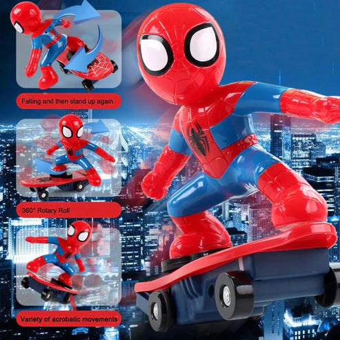 Electrifying Spider Hero Stunt Skateboard Toy